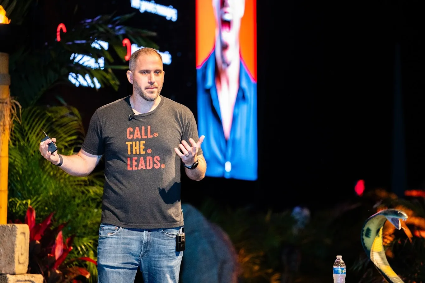 Luke Shankula close-up on stage
